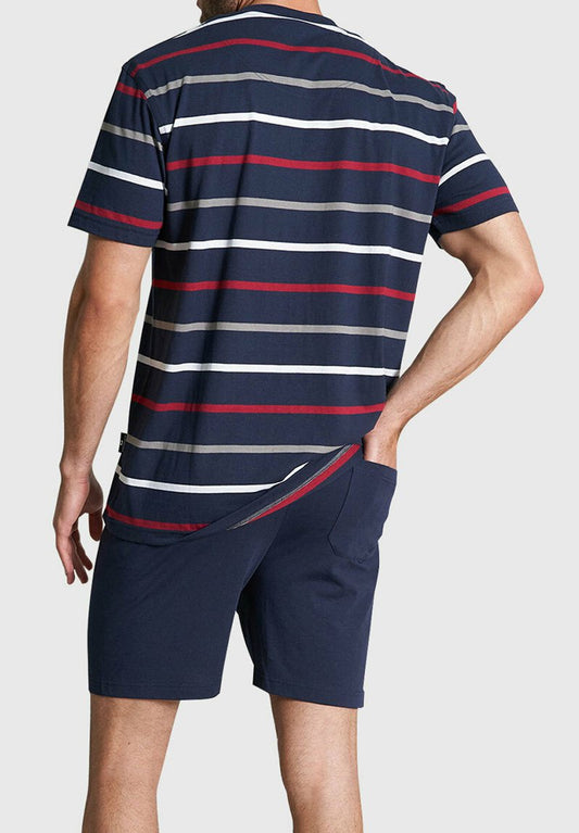  RUNDHALS KLIMA AKTIV BÜG SET - Nachtwäsche Set - Navy Gestreift