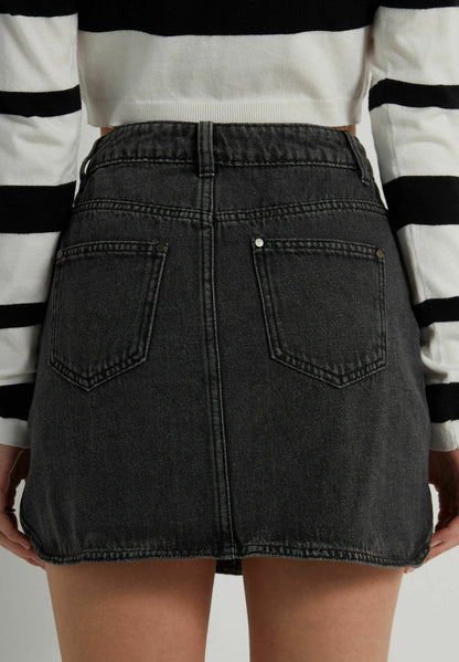  4 TASCHE - Jeansrock - Schwarz V Nero Delave