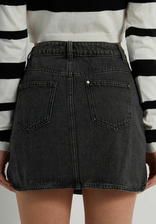 4 TASCHE - Jeansrock - Schwarz V Nero Delave