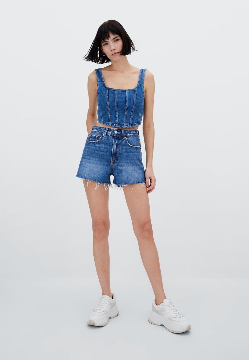 Stradivarius Jeans Shorts - Royal Blue