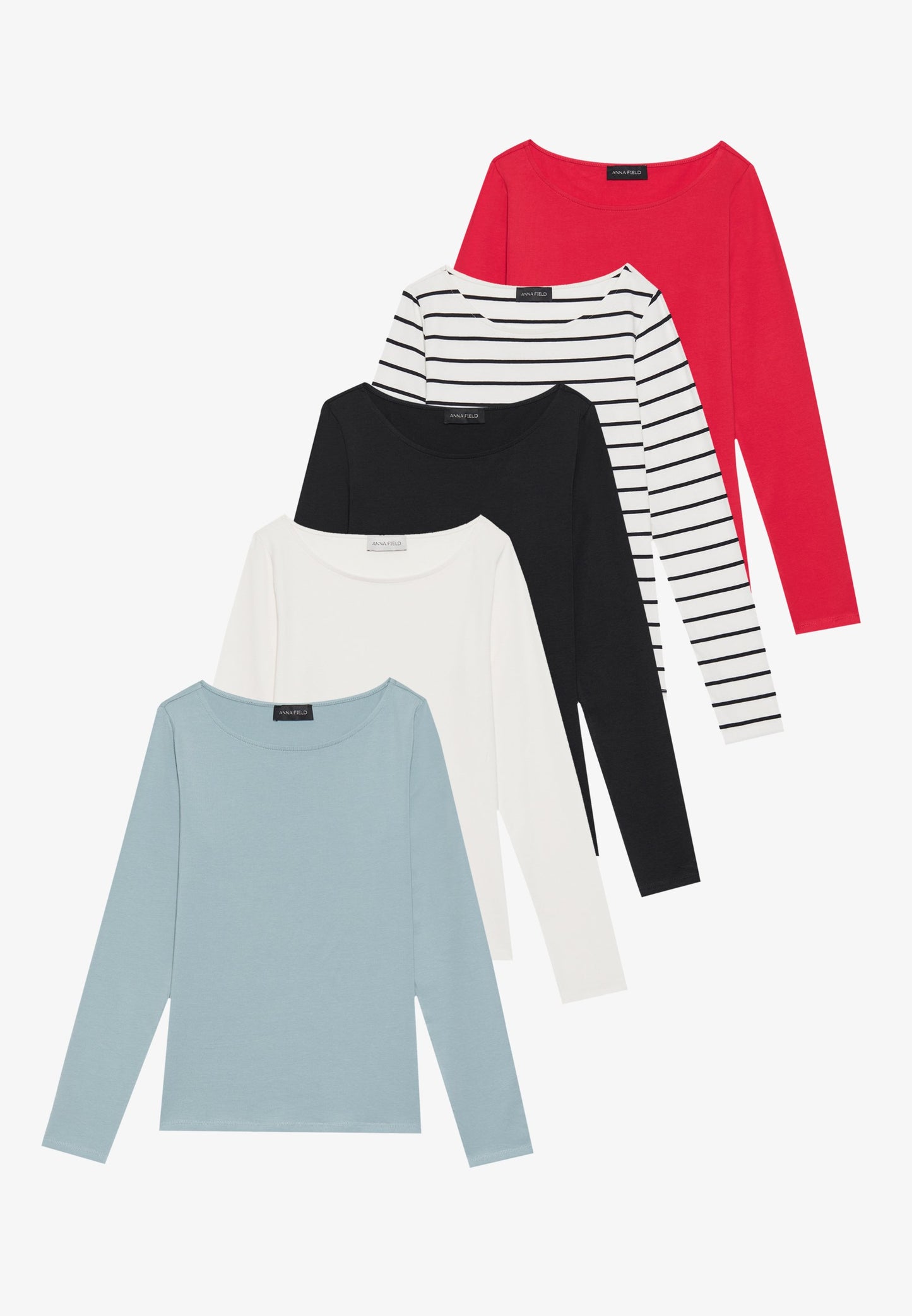 Anna Field 5 PACK - Long Sleeved Top - Black/off White/mottled Grey