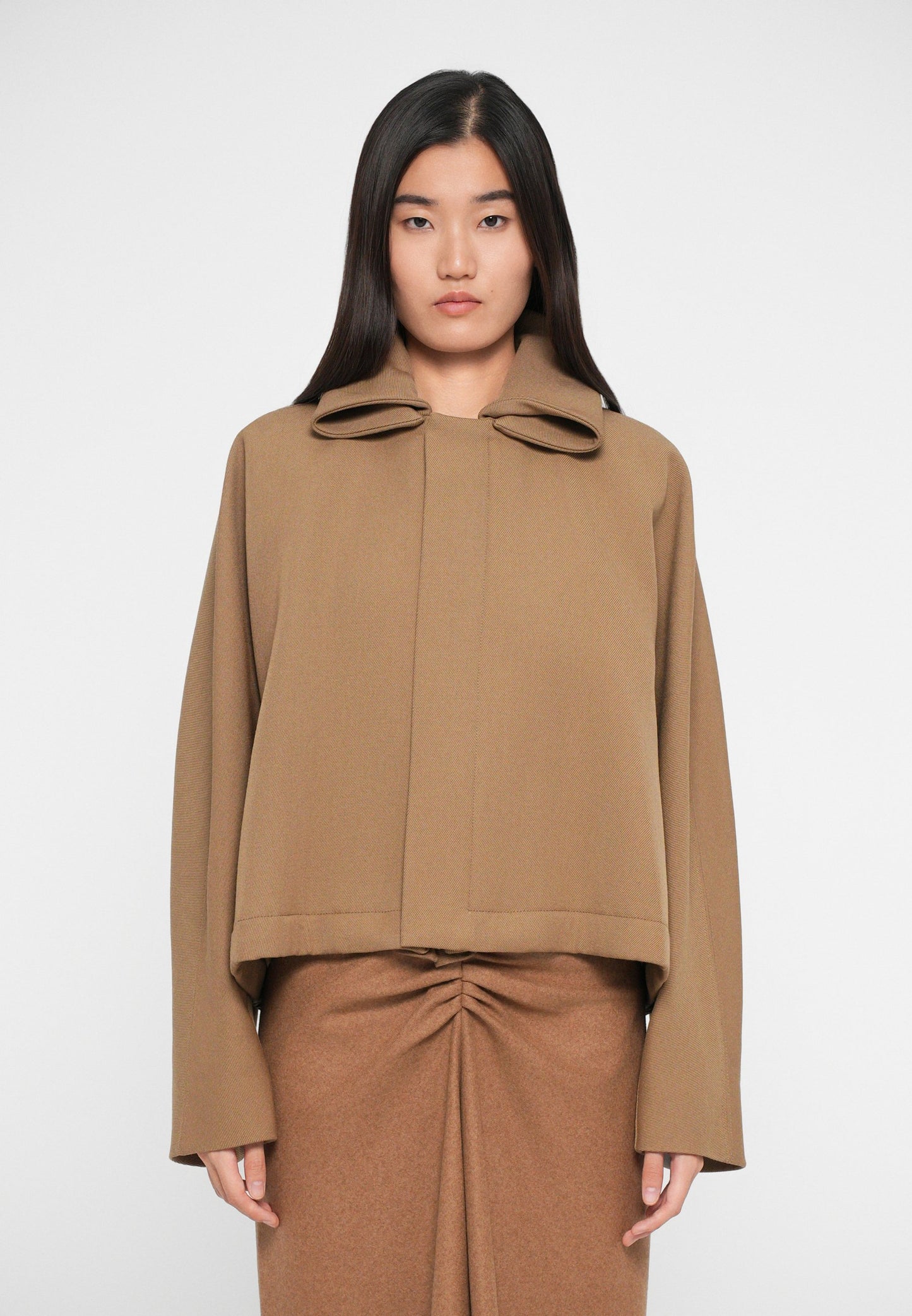 Victoria Beckham OVERSIZED ROLL NECK - Light Jacket - Dark Camel
