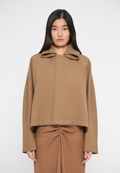 Victoria Beckham OVERSIZED ROLL NECK - Light Jacket - Dark Camel