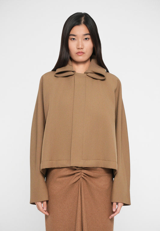 Victoria Beckham OVERSIZED ROLL NECK - Light Jacket - Dark Camel