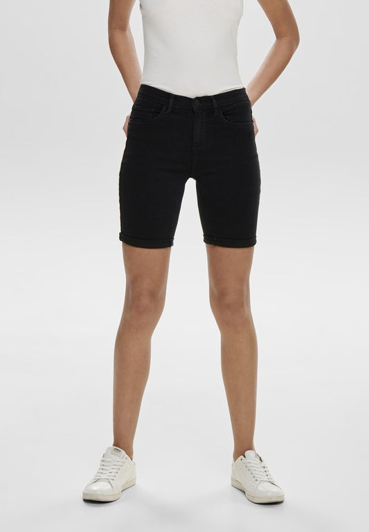 ONLY ONLRAIN LIFE MID LONG - Jeans Shorts - Black