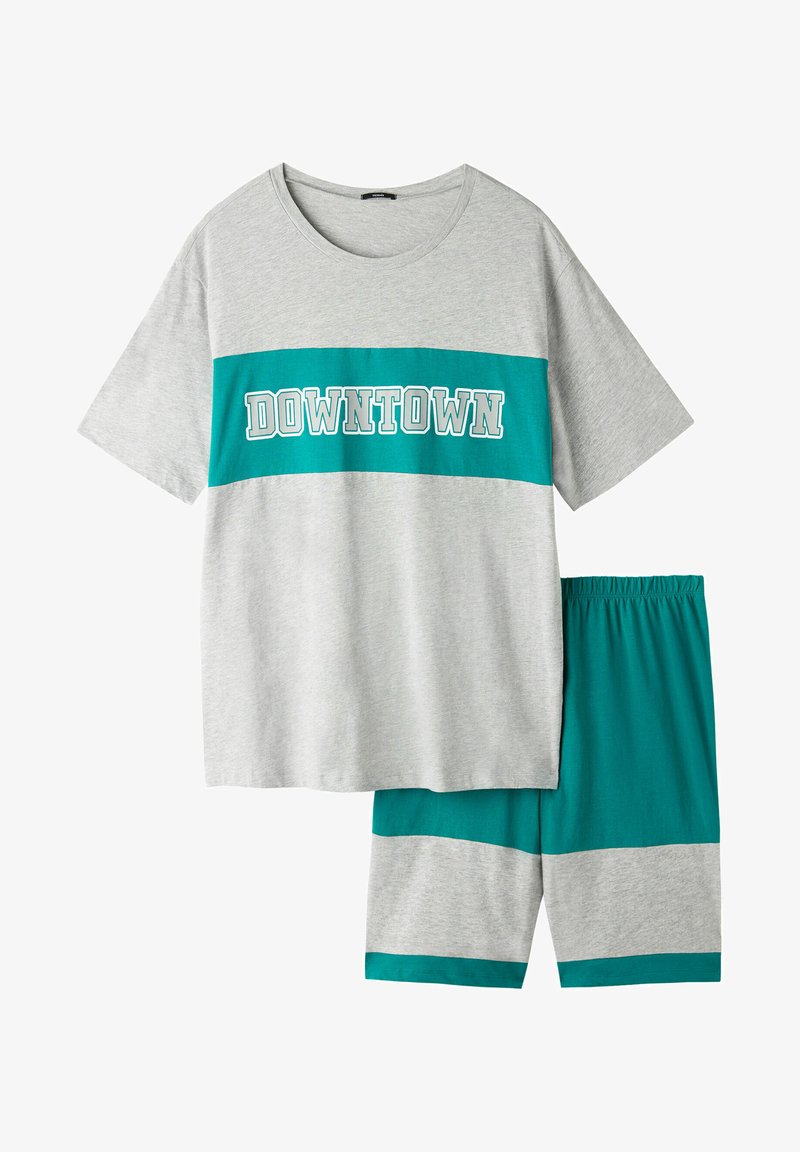  STAMPA DOWNTOWN SET - Nachtwäsche Set - V Light Grey Blend Emerald Green