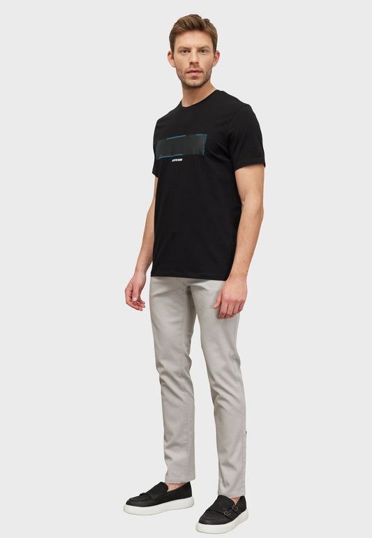  SLIM FIT FIGURED - T-Shirt Print - Black