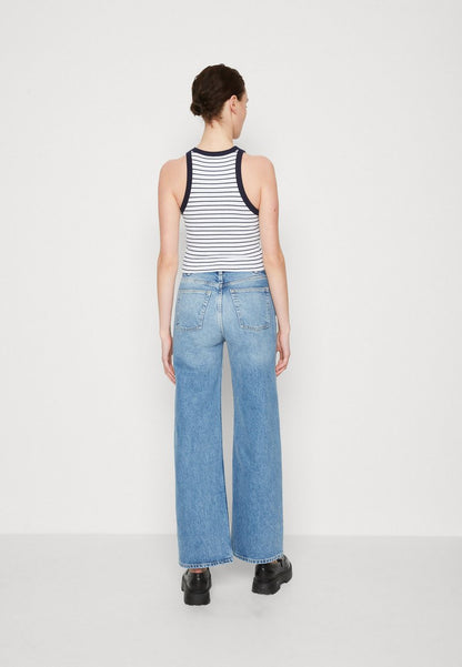 Abercrombie & Fitch BARE HIGH NECK TANK STRIPE - Top - Navy/white Stripe
