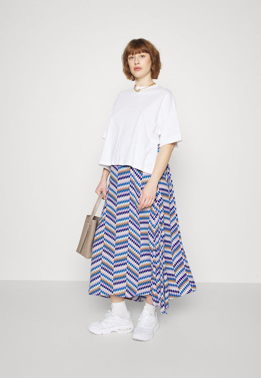 ONLY MATERNITY OLMSTELLA LIFE MIDI SKIRT - Maxirock - Bluing Sea Zig Zag
