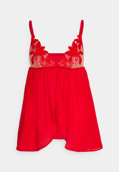 Fleur Du Mal EMBROIDERY BABYDOLL - Nachtwäsche Shirt - Rouge