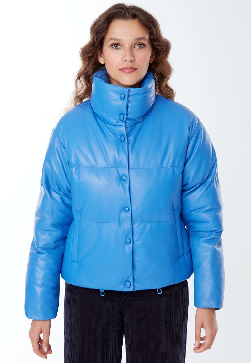  HIGH COLLAR - Lederjacke - Blue
