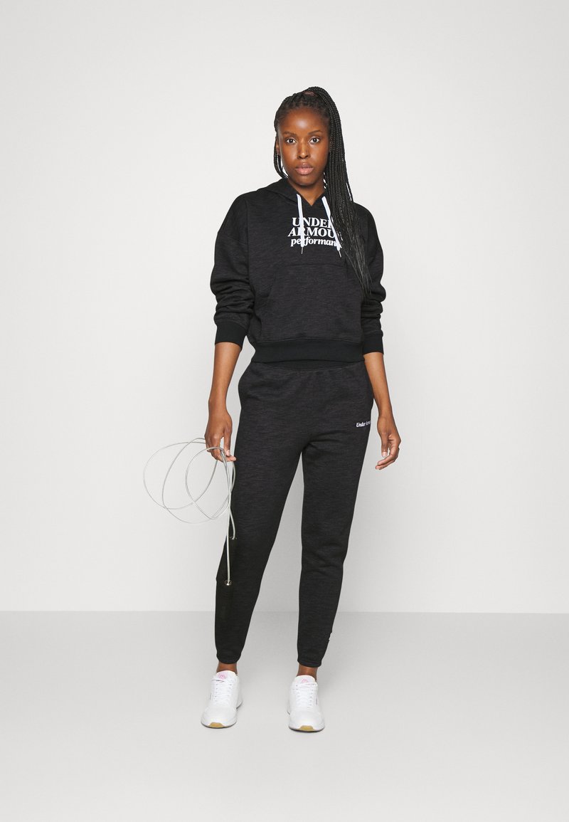 Under Armour ESSENTIAL SCRIPT HOODIE - Sweatshirt - Black/jet Gray/white