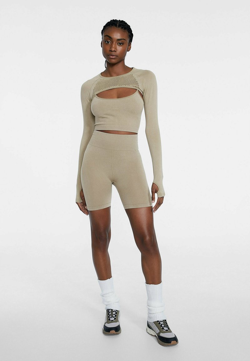 Stradivarius FADED EFFECT CYCLING - Shorts - Light Brown