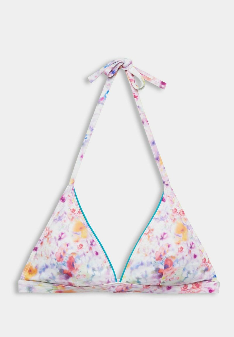 ESPRIT WATTIERTES NECKHOLDER MIT FLORALEM PRINT - Bikini-Top - Teal Blue