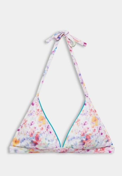 ESPRIT WATTIERTES NECKHOLDER MIT FLORALEM PRINT - Bikini-Top - Teal Blue