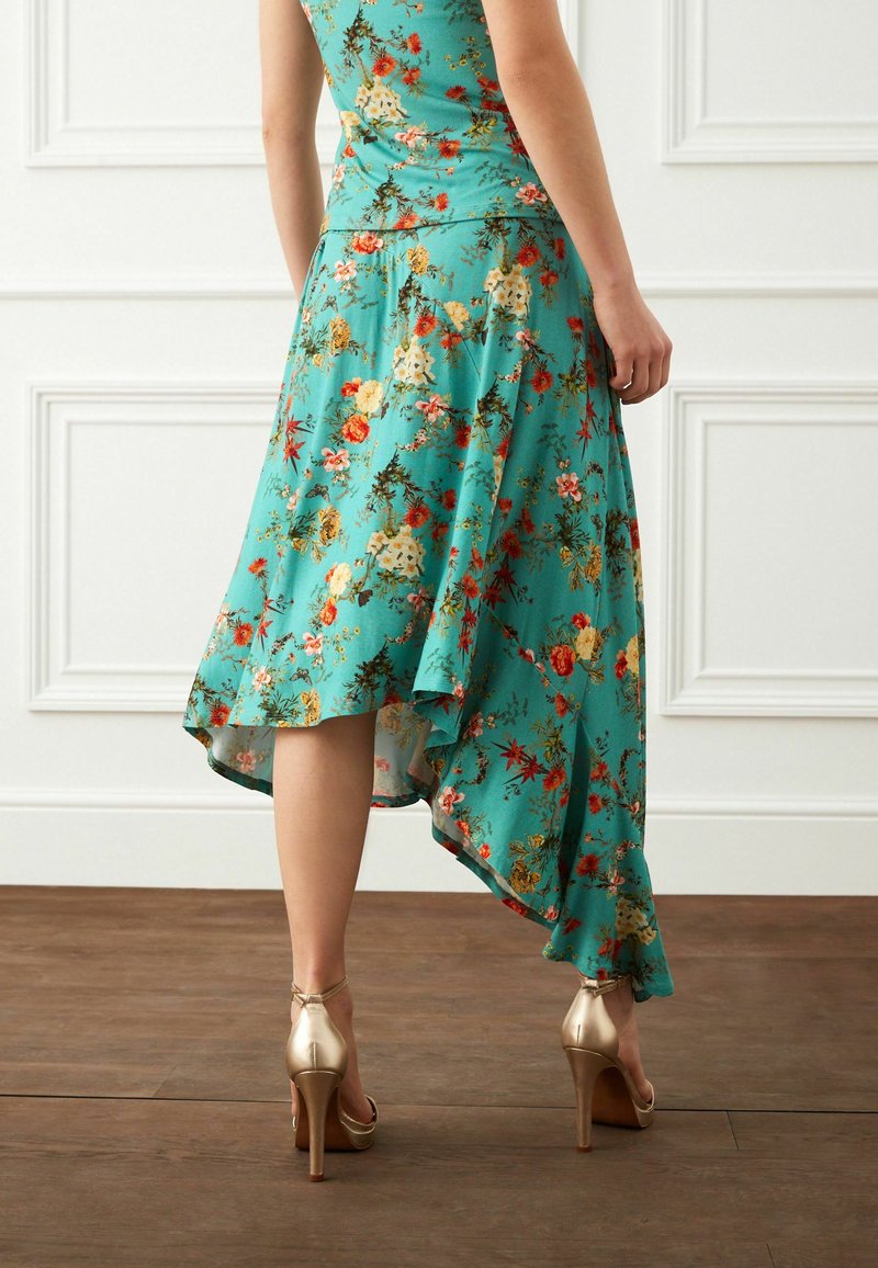 Next PREEN X ASYMMETRIC RUCHED STANDARD - Maxirock - Teal Blue Floral