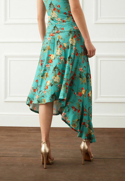 Next PREEN X ASYMMETRIC RUCHED STANDARD - Maxirock - Teal Blue Floral
