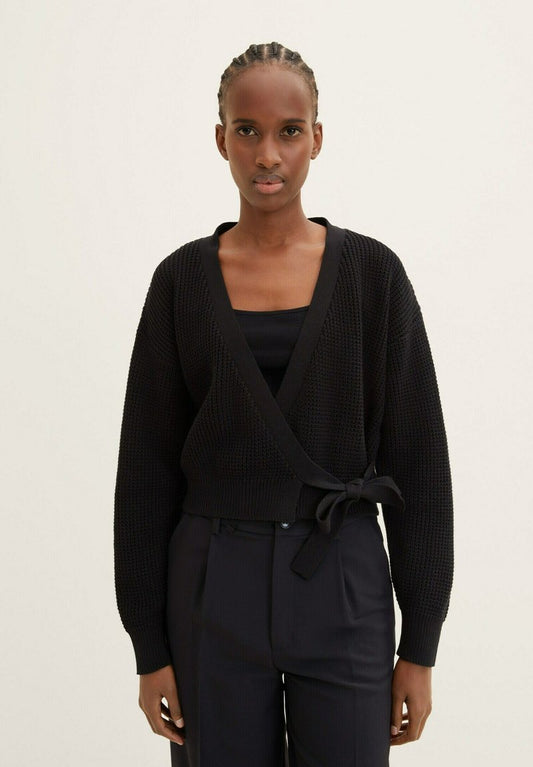 TOM TAILOR Denim IN WICKEL-OPTI - Strickjacke - Deep Black
