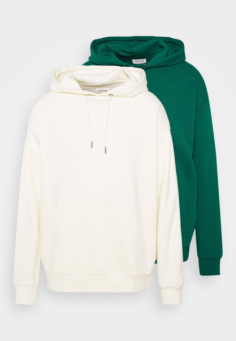 YOURTURN 2 PACK UNISEX - Kapuzenpullover - Off-white/green