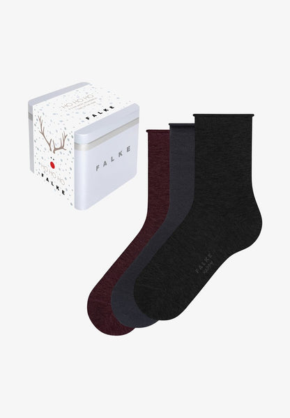 Falke HAPPY GIFTBOX 3-PACK COTTON-MIX - Socken - Black/berry