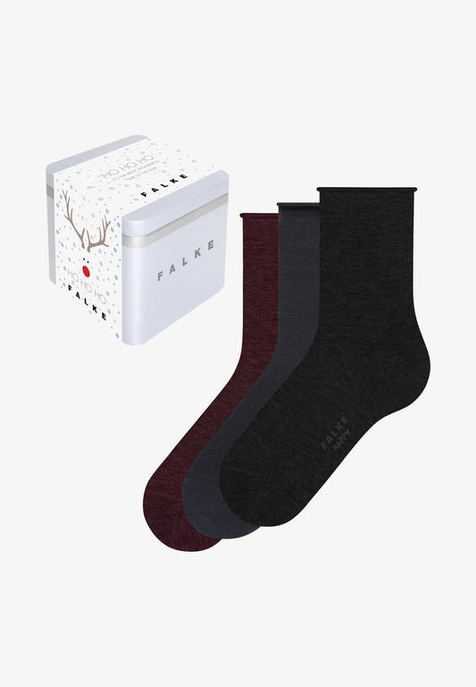 Falke HAPPY GIFTBOX 3-PACK COTTON-MIX - Socken - Black/berry