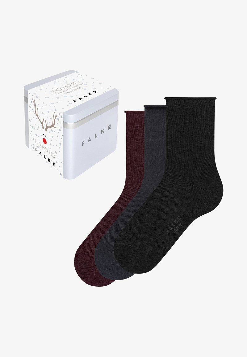 Falke HAPPY GIFTBOX 3-PACK COTTON-MIX - Socken - Black/berry