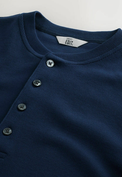 Next REGULAR FIT - EDIT GRANDAD NECK - Long Sleeved Top - Navy