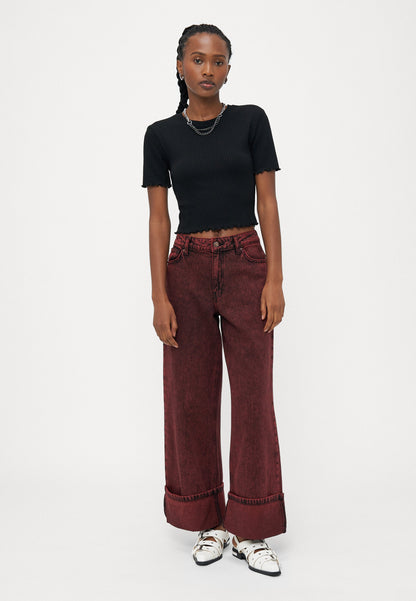 ONLY Petite ONLMADISON SOPH FOLD UP - Wide Leg - Cabernet