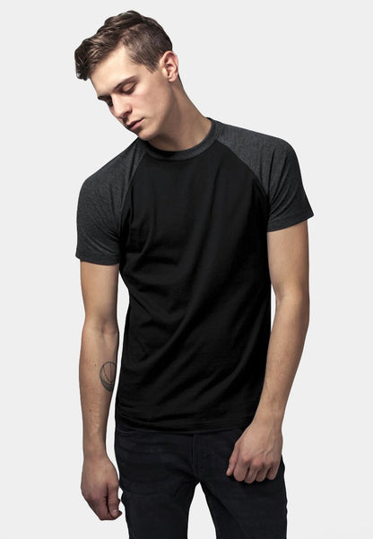 URBAN CLASSICS RAGLAN CONTRAST - T-Shirt Print - Black/burgundy