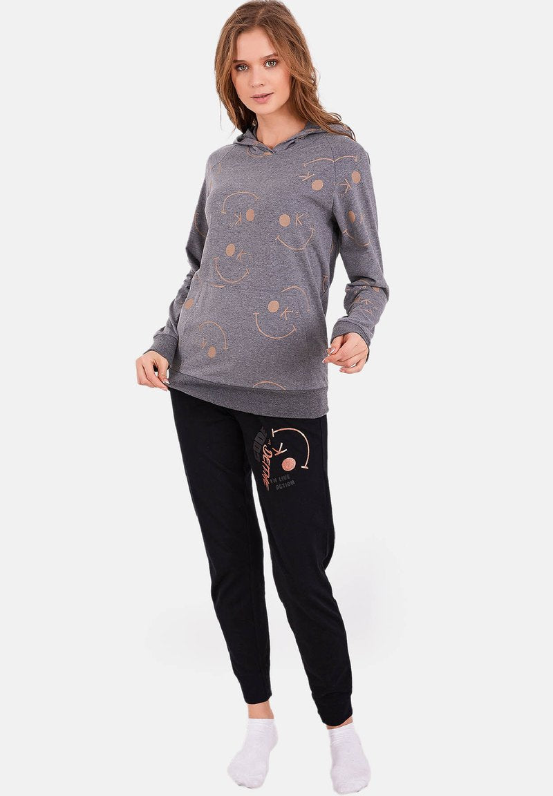  LONG SLEEVE SET - Nachtwäsche Set - Anthra Melange