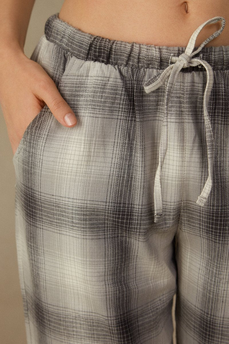 Intimissimi CUDDLES - Nachtwäsche Hose - Check Grigio Panna