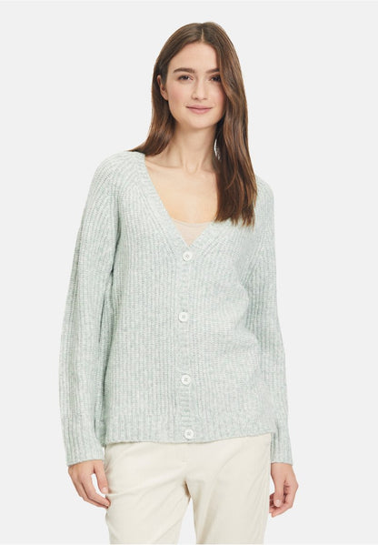CARTOON MIT KNOPFLEISTE - Strickjacke - Bright Green Melange