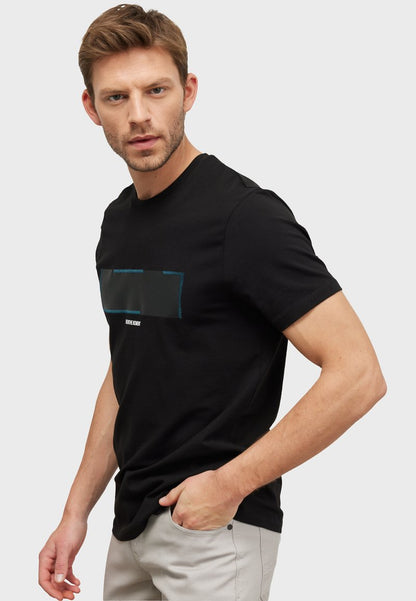  SLIM FIT FIGURED - T-Shirt Print - Black