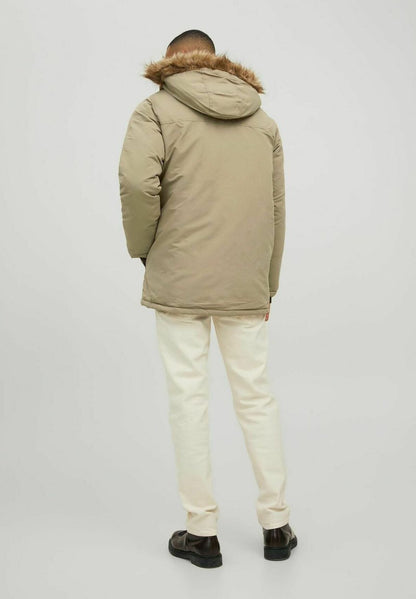 Jack & Jones WARM GEFÜTTERTE MIT KUNSTFELL KAPUZE - Wintermantel - Braun