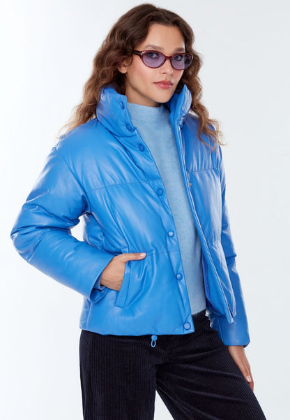  HIGH COLLAR - Lederjacke - Blue