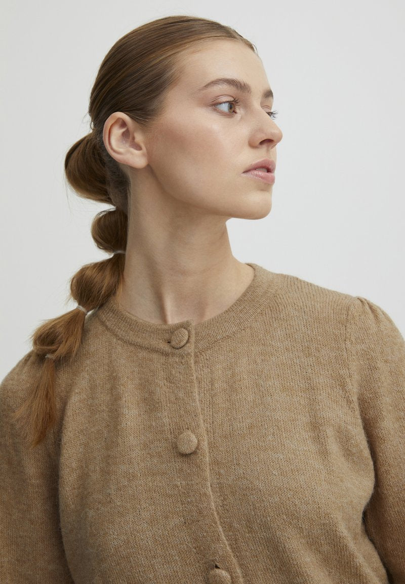 ICHI IHKAMARA CA - Strickjacke - Mottled Beige