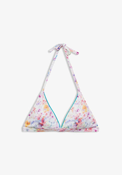ESPRIT WATTIERTES NECKHOLDER MIT FLORALEM PRINT - Bikini-Top - Teal Blue