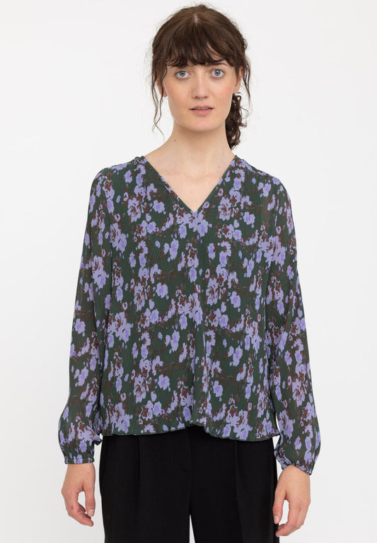 Soft Rebels SRHAZEL V-NECK - Bluse - Rose Print Climbing Ivy