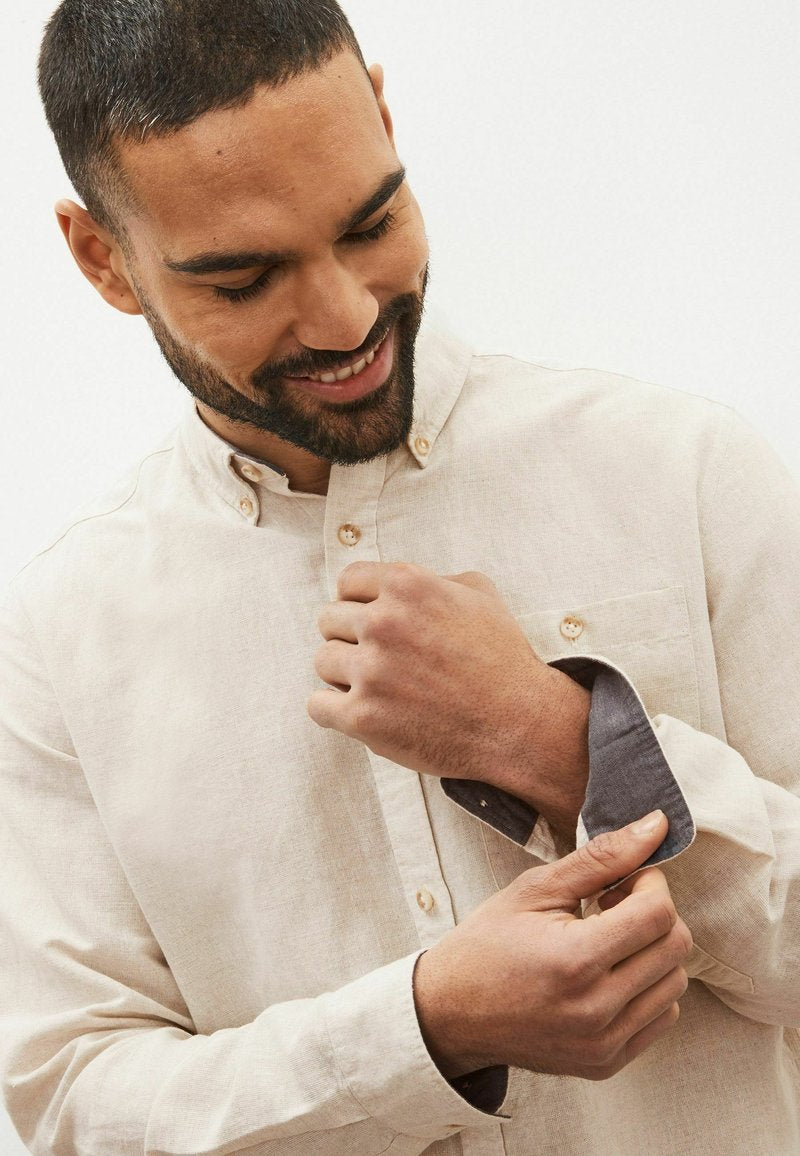 Next ROLL SLEEVE STANDARD - Hemd - Oatmeal Natural