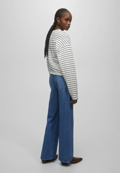 PULL & BEAR STRIPED - Langarmshirt - Mottled Black