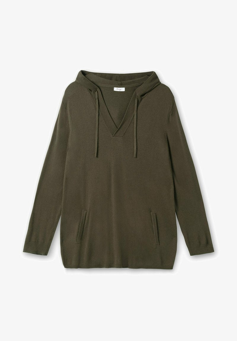 Sheego PULLOVER - Kapuzenpullover - Dunkeloliv