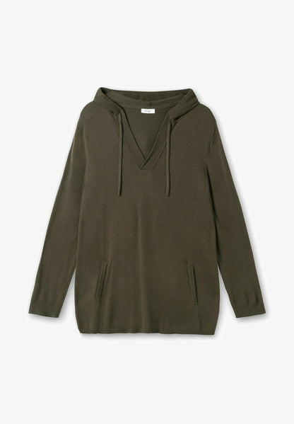 Sheego PULLOVER - Kapuzenpullover - Dunkeloliv
