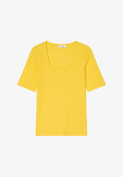 Marc O'Polo DENIM MODERN HALFSLEEVE SQUARE NECKLINE - T-Shirt Basic - Cream Gold
