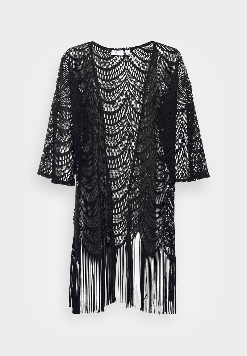 Vila VINOLA FRINGLE KIMONO - Leichte Jacke - Black