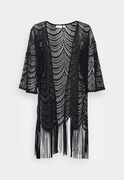 Vila VINOLA FRINGLE KIMONO - Leichte Jacke - Black
