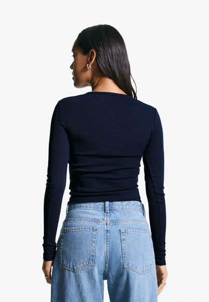BERSHKA Long Sleeved Top - Royal Blue