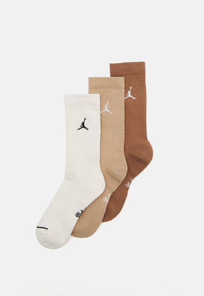 Jordan EVERYDAY CUSH CREW 3 PACK UNISEX - Sports Socks - Medium Khaki/iron Grey/starfish/white