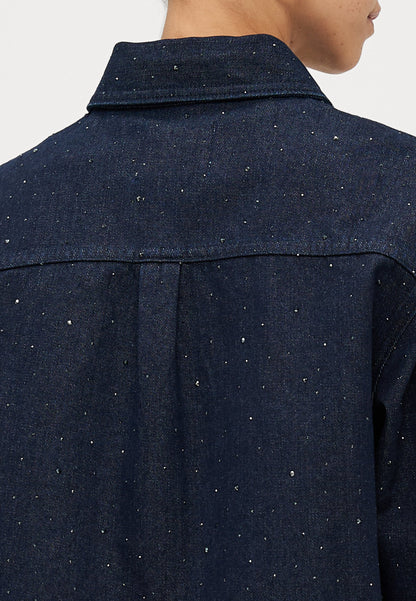ONLY Petite ONLMAGGIEMAY SHIRT - Button-down Blouse - Dark Blue Denim