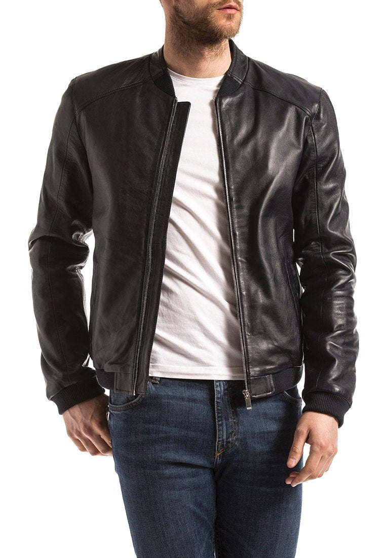  BLUE WELLFORD - Lederjacke - Navy