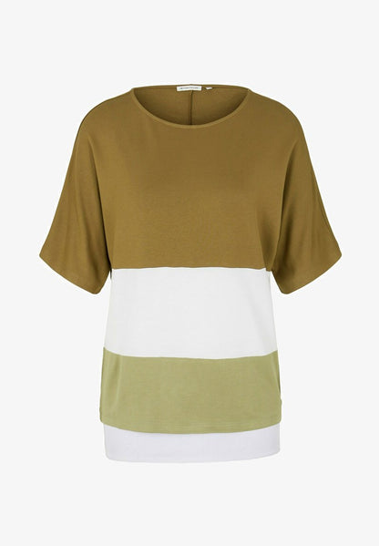 Tom Tailor T-Shirt Print - Olive/brown